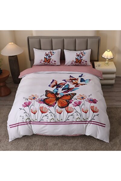 CumparaMisim Double bed linen, FINET, 5D Digital Print with Butterflies - Identical to the picture, With ELASTIC, 4 pieces