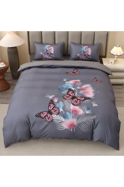 CumparaMisim Double bed linen, FINET, 5D Digital Print with Butterflies - Identical to the picture, With ELASTIC, 4 pieces