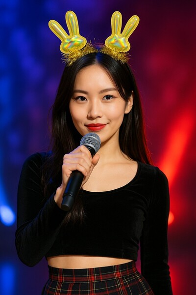 TOYFEST Αξεσουάρ για πάρτι σκηνής για γυναίκες τραγουδίστριες, χριστουγεννιάτικο πρωτοχρονιάτικο χρυσό λαμπερό στέμμα με αυτιά κουνελιού σε κορεατικό στυλ KPop