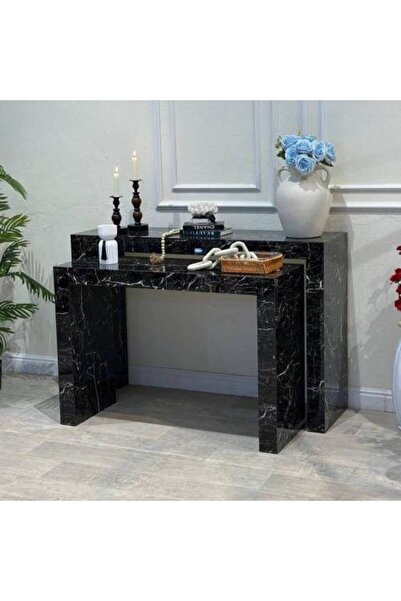 LAMST Faux Marble Entry Console Set - Black