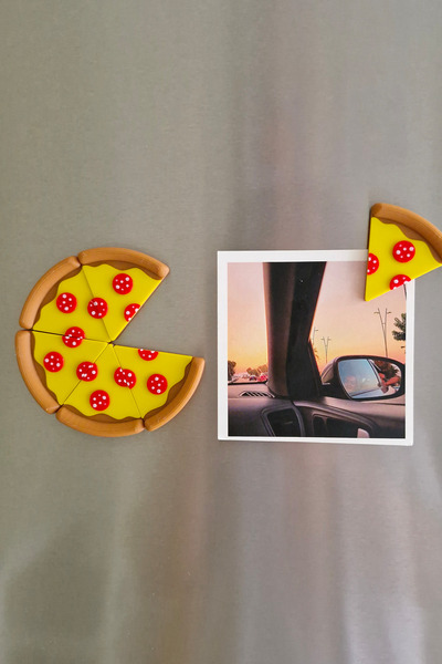 CharmFancy Lumoi Studio - Pizza Buzdolabı Magneti - 6 Dilim Neodyum Mıknatıslı