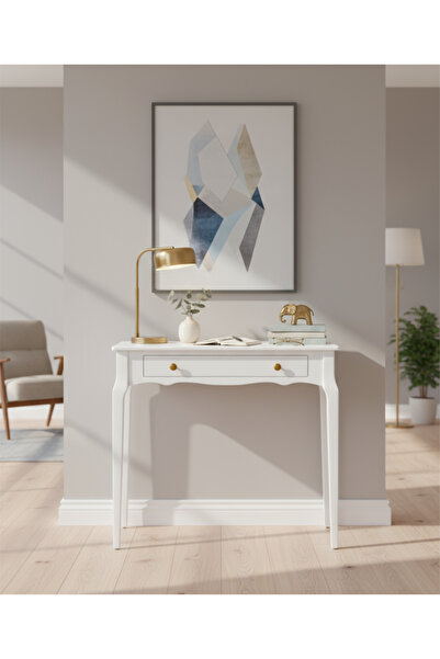 Wooding Mobilya 100 Cm Masif Konik Beyaz Dresuar