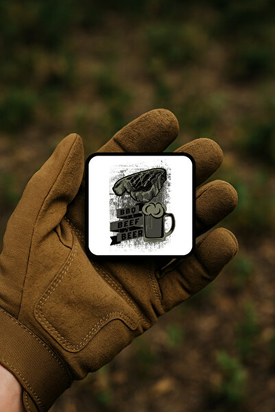 AHWALL شارة/شارة تزيينية/شعار بتصميم اللحم والبيرة للشواء (باربكيو)