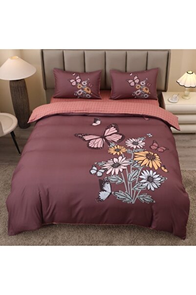 CumparaMisim Double bed linen, FINET, 5D Digital Print with Butterflies - Identical to the picture, With ELASTIC, 4 pieces