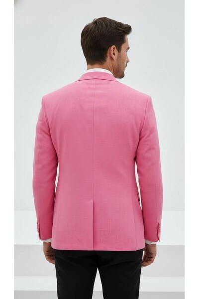 Plus Scorpion Light Pink Men's Slim Fit Single Button Blazer Jacket – Lined, Stylish and Modern Fit