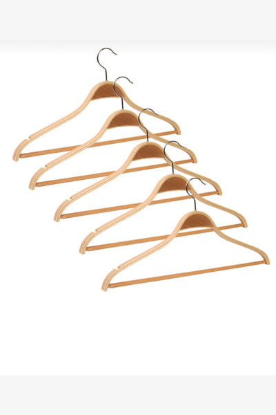 Takaz Global Umeraș din lemn de fag cu bară de lemn, 5 bucăți