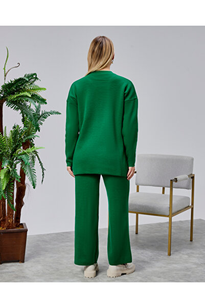 Jinx Wear Fashion Women's Heart Screen Printing Pearl Embroidery Detail Knitwear Sweater Pants Two-Piece Set