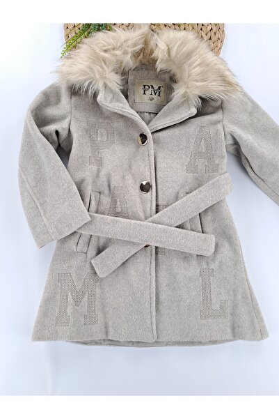 Butik Girl's Cashmere Coat with Lining Premium Quality Waist-Tied Buttoned
