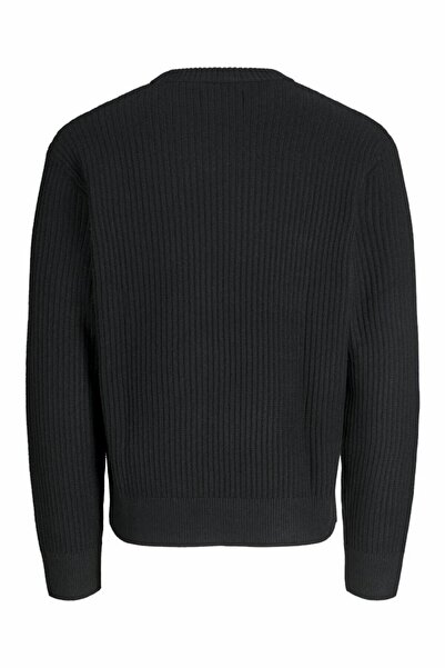 Jack & Jones Men's Black Jcogrid Knit Crew Neck Sweater & Cardigan 12283169-Black