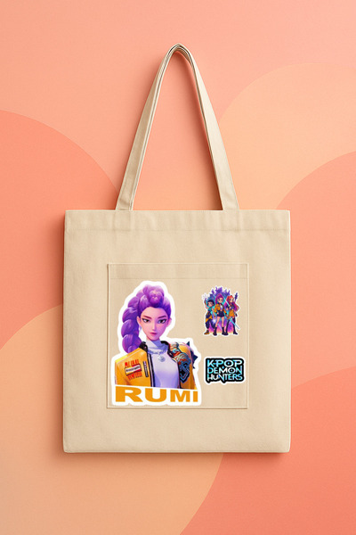 lovver Kpop Demon Hunters Rumi Özel Tasarımlı Baskılı Kanvas Çanta, Kol Çanta...