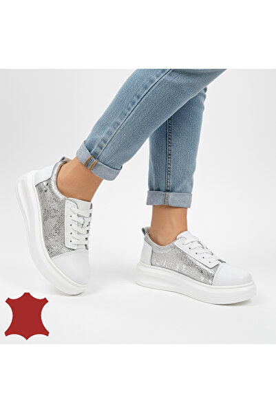 ANGEL BLUE WOMEN'S CASUAL SHOES MADE OF GENUINE LEATHER, WITH A GLOSSY PATTERN