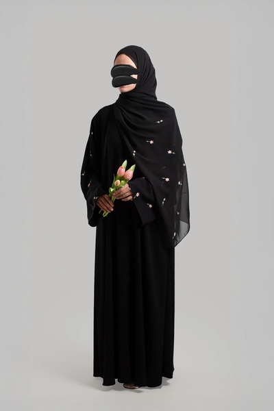 Lemaye Nakışlı Abaya Takım - Siyah