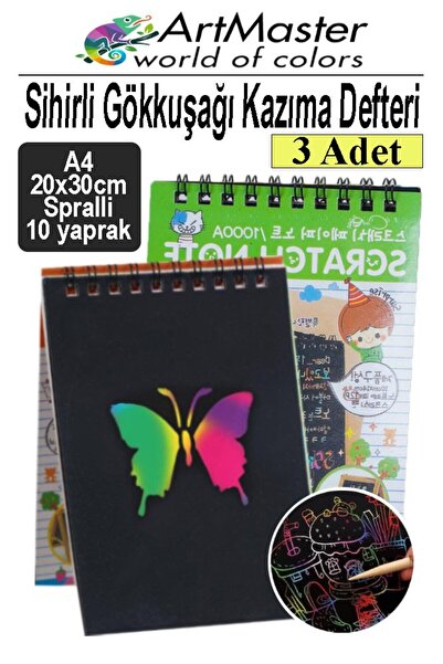 Artmaster Caiet de răzuit Curcubeu Magic A4 20x30 cm 3 pachete 10 coli Caiet ...
