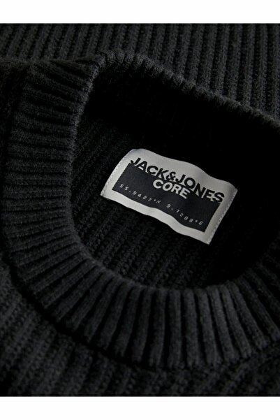 Jack & Jones Men's Black Jcogrid Knit Crew Neck Sweater & Cardigan 12283169-Black