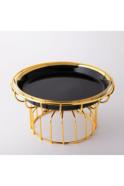 Malooki Black and Gold Fruit or Cake Platter – Gold Stand
