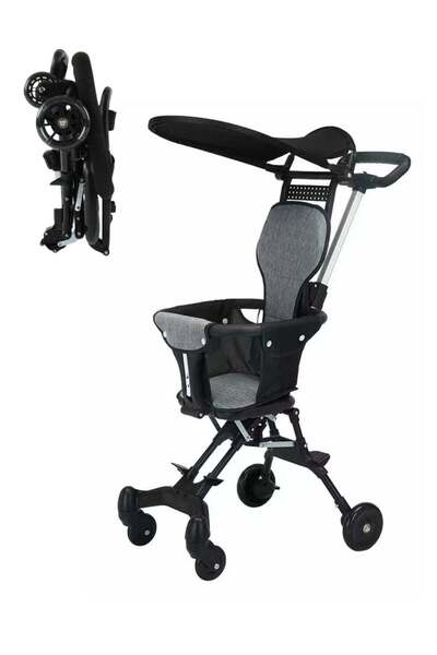 Generic Lightweight Travel Baby Stroller with Sun Canopy & Backrest - Black