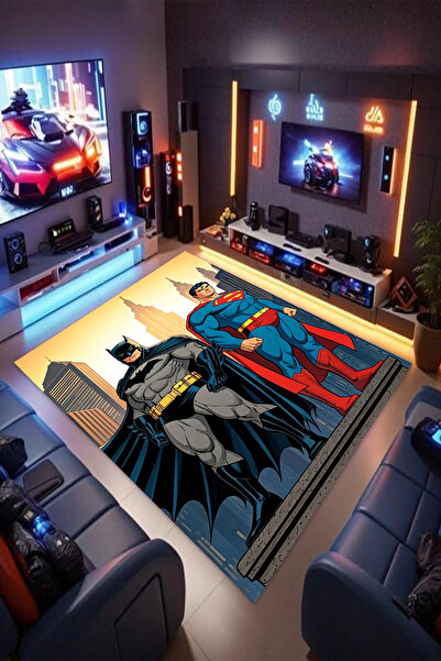Reyhani Süper Kahramanlar Desenli Kaymaz Taban Makinede Yıkanabilir Gaming Oy...