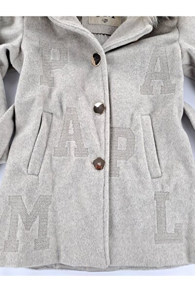 Butik Girl's Cashmere Coat with Lining Premium Quality Waist-Tied Buttoned