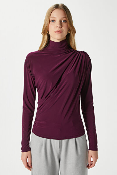 Ritnice Women's Moon Gathered Plum Sandy Blouse