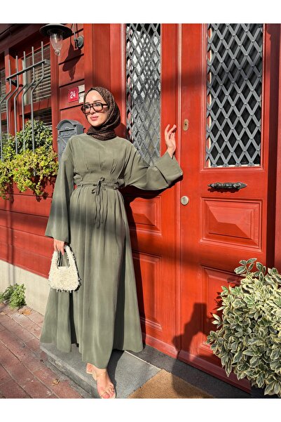 El Amira Elegant Cupra Dokuma Kuşaklı Elbise