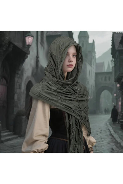 CN Viking Renaissance Costume Medieval Viking Hooded Cape, with Breastpin,Cape,Polyester Cape