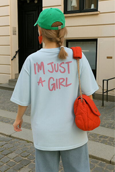 New Shine تي شيرت أنا مجرد فتاة مطبوع قصة فضفاضة