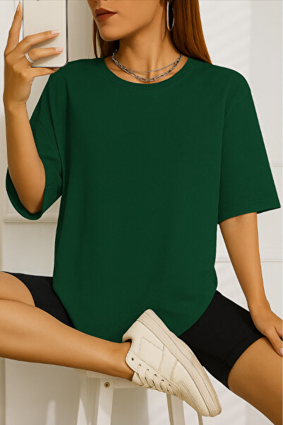 New Shine تي شيرت قصة فضفاضة للجنسين غير مطبوع