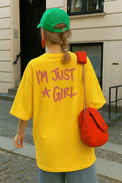 New Shine تي شيرت أنا مجرد فتاة مطبوع قصة فضفاضة