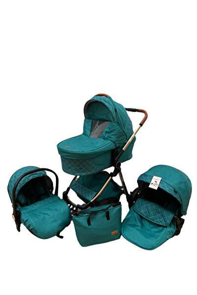 L-Sun 3 in 1 stroller, 3 pieces: carrycot, sport seat and car seat, T6 - green