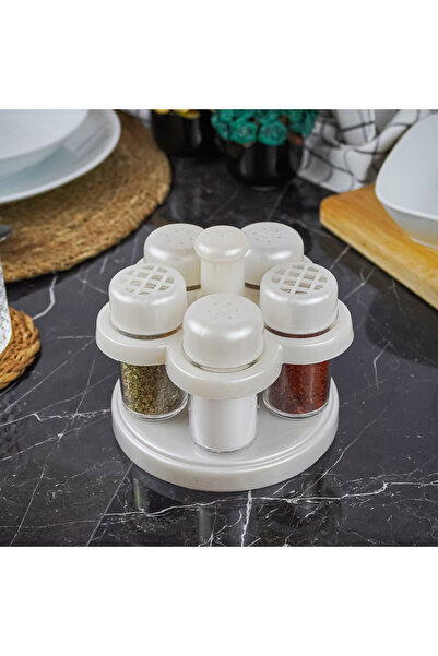 ESA STORE طقم توابل دوار مكون من 5 قطع مع وعاء للملح