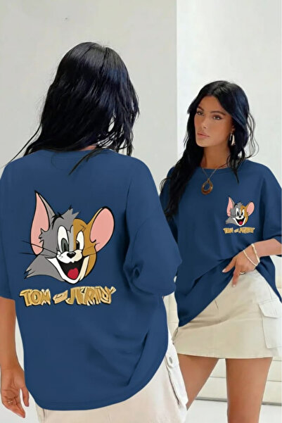 New Shine Tom ve Jerry Baskılı Oversize T-shirt