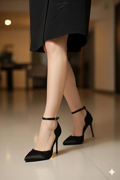 Abasic MODAHV16 kadın siyah 10 santim abiye ayakkabı