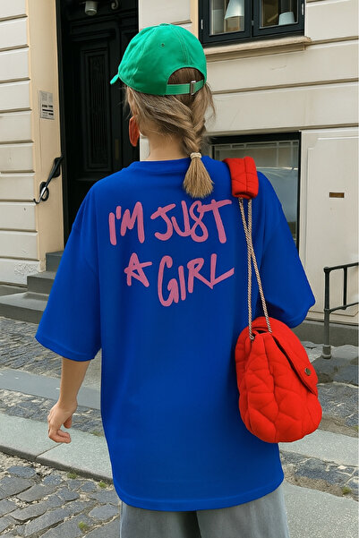 New Shine تي شيرت أنا مجرد فتاة مطبوع قصة فضفاضة