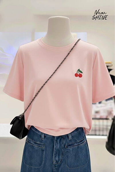 New Shine تي شيرت كبير الحجم بطبعة الكرز