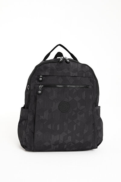 Sanmorris Glc Multi-Pocket Women's Backpack Medium Size Daily 3059 Black Patt...