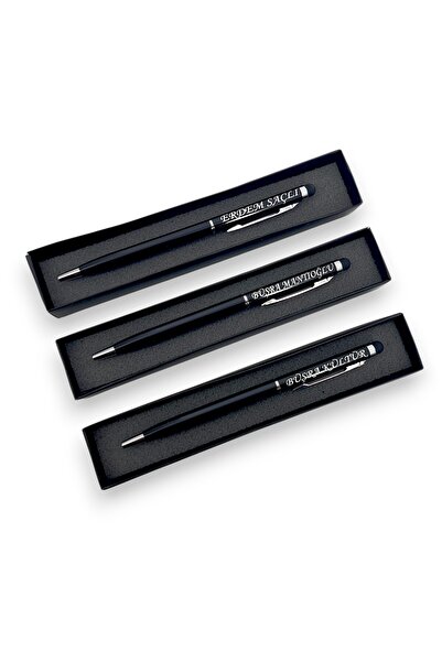 SürLaz Öğretmenler Günü Özel 3'lü İsimli Slim Touch Pen Tükenmez Kalem İsim Y...