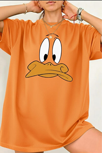 New Shine تي شيرت البط مطبوع قصة فضفاضة