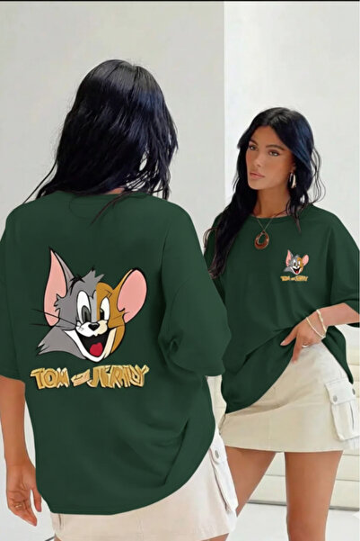 New Shine Tom ve Jerry Baskılı Oversize T-shirt