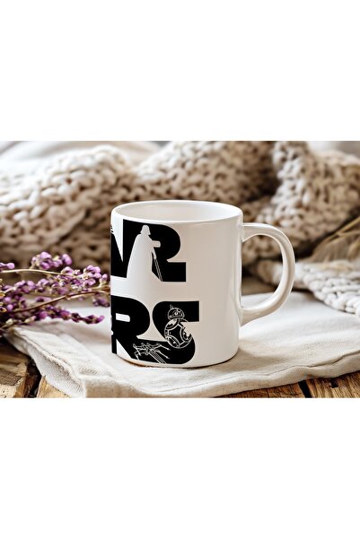 Beramussa كوب بتصميم شعار حرب النجوم باللونين الأسود والأبيض - منتج تذكاري من...