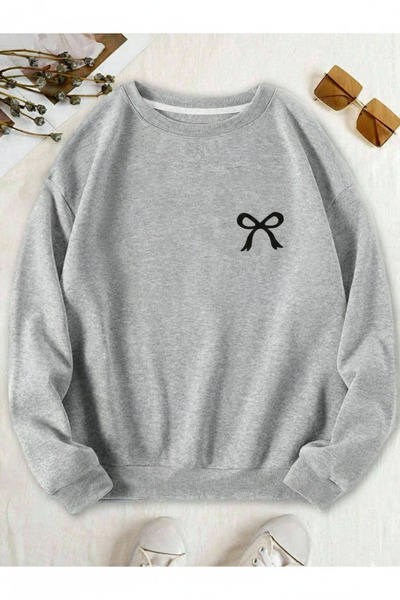 one button Hanorac unisex cu imprimeu cu panglică, cu gât rotund, 100% bumbac