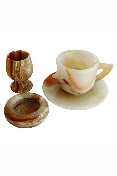 taru pasaj Onyx Natural Stone Cup, Goblet and Ashtray Set – Handmade and Stylish