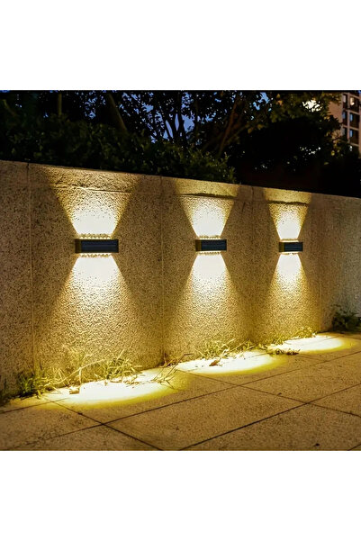 12 LED Güneş Enerjili Çift Yönlü Duvar Lambası IP65 Otomatik Gece Aydınlatma Kablolamasız
