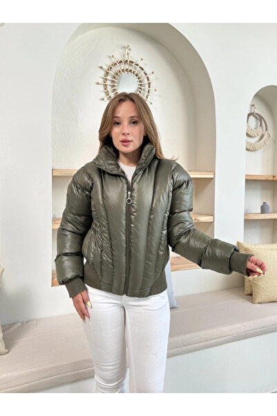 ZENGEZUR MALL Mtxdpn Puffer Short Coat Khaki St25534 (220658) (Size: m)