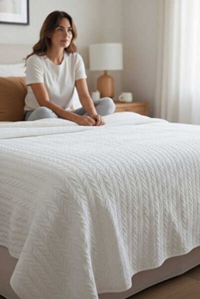 luss collection Örgü Desen Çift Kişilik Pike (220x240 Cm) %100 Cotton