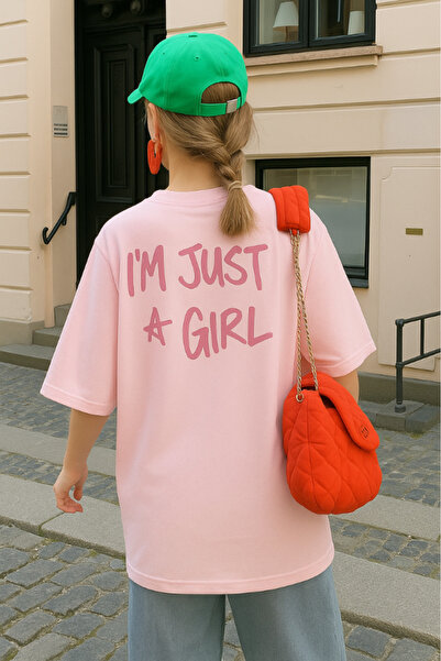 New Shine تي شيرت أنا مجرد فتاة مطبوع قصة فضفاضة