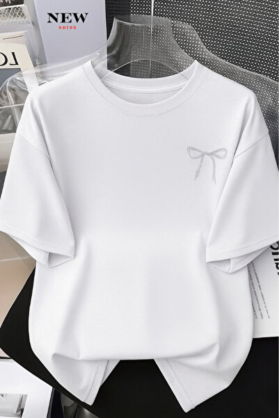 New Shine Tricou oversize cu imprimeu cu fundă