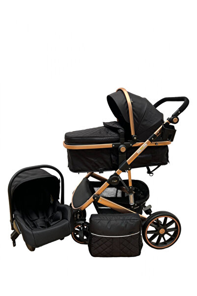 L-Sun 3 in 1 Stroller, with suspensions, convertible landou-sport, Black