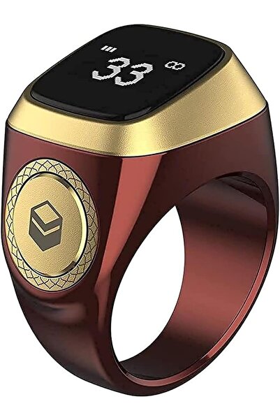 Generic Smart Tasbih Zikr Ring E01 – OLED Tasbih Counter & Prayer Reminder (Brown, 18mm)