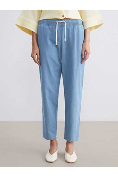 LC Waikiki Elastic Waist Paperbag Women's Jean Trousers