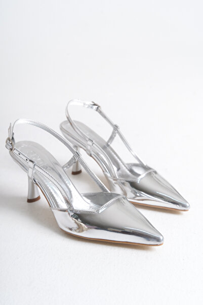 Floransa gümüş Sivri Burun Stiletto Yüksek Topuklu boyu 8 santim günlük ve Of...